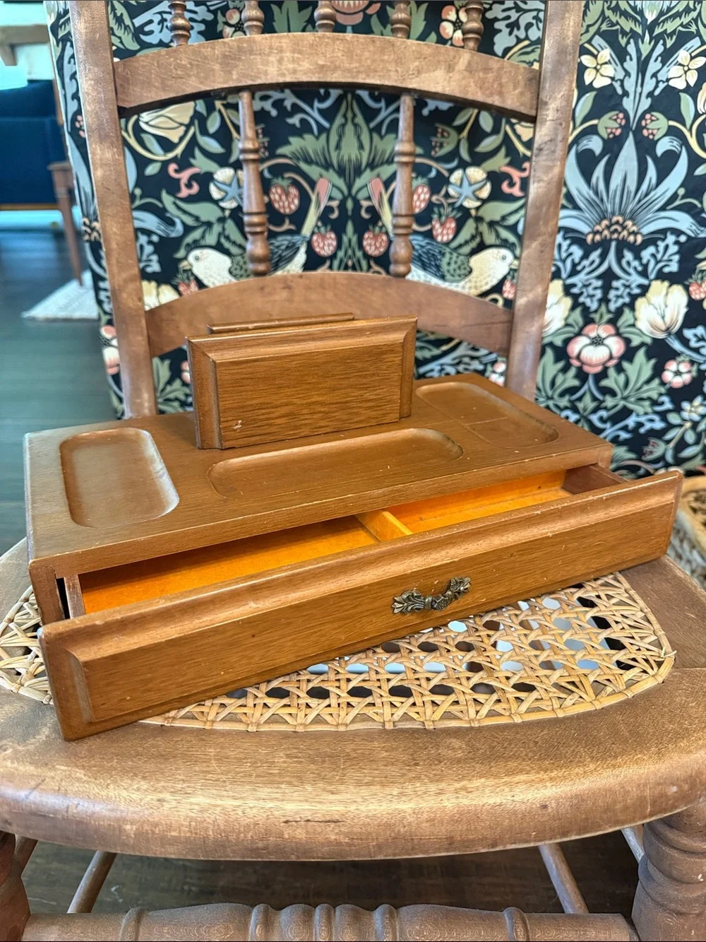 1970’s s Wooden Desktop Valet Organizer with Drawer